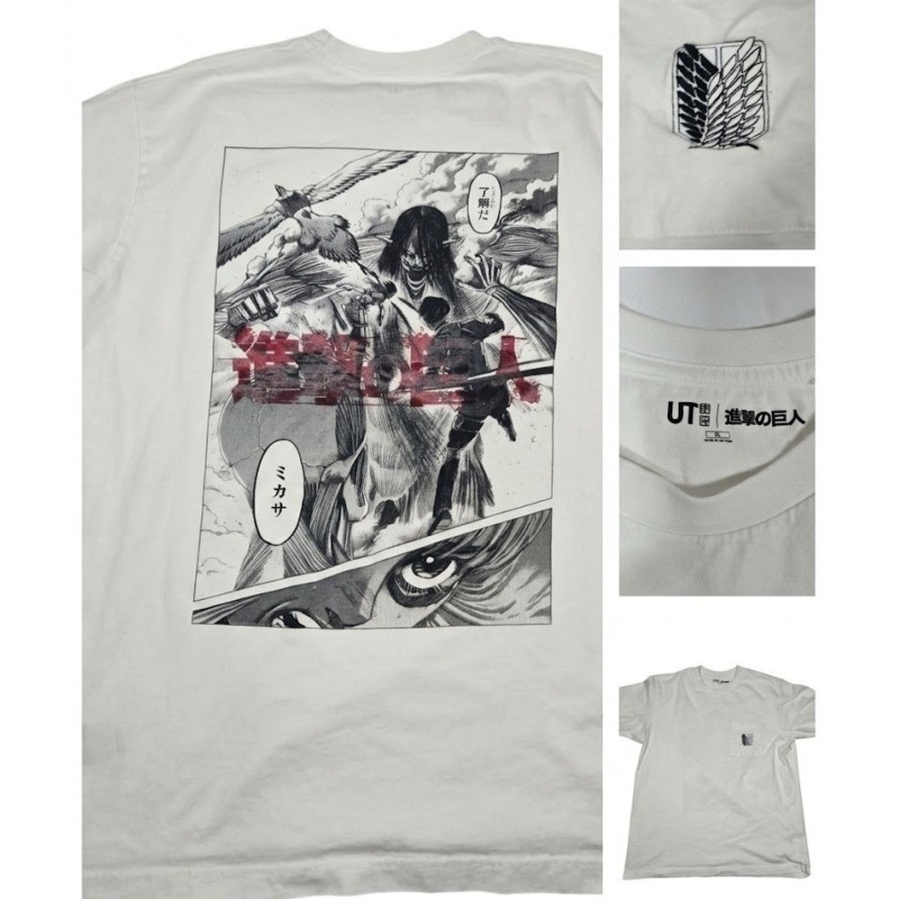 Uniqlo UT Attack on Titan Anime T Shirt Mens XL White Scout Regiment  Manga
